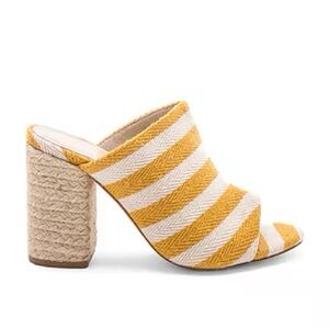 RAYE Yellow and Cream Striped Women's sz 8 Mules heels excellent condition
